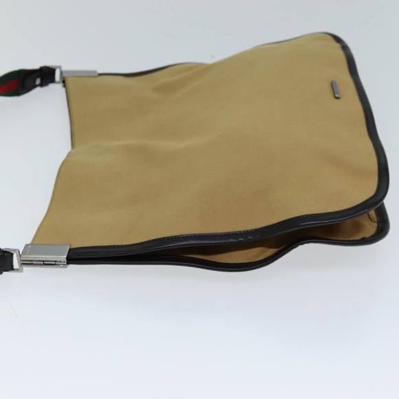 GUCCI Web Sherry Line Shoulder Bag Canvas Beige Green 001 4321 2684 Auth ac2967 - Picture 4 of 16